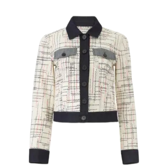 10 Crosby Derek Lam Jackets & Blazers - DEREK LAM 10 CROSBY Button-Front Tweed Jacket w/ Denim Trim Size 8